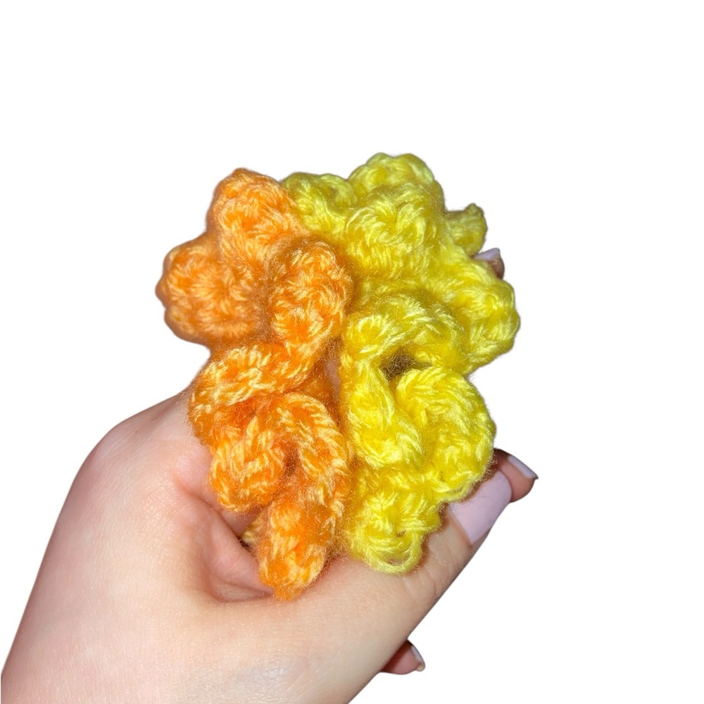 Handmade Bright Yellow and Orange Crochet Scrunchies